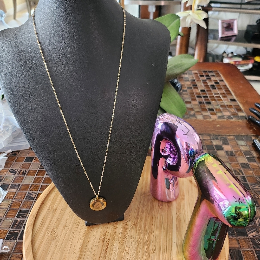Custom floating initial A & J heart & arrow gold tone necklace